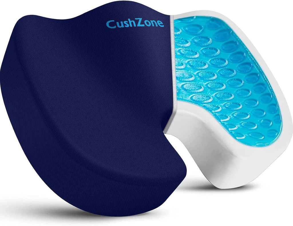 CushZone Office Chair Seat Cushion, Cooling Gel Enhanced Memory Foam Cushion for Long Sitting - Back, Sciatica, Coccyx, Tailbone Pillow - f…