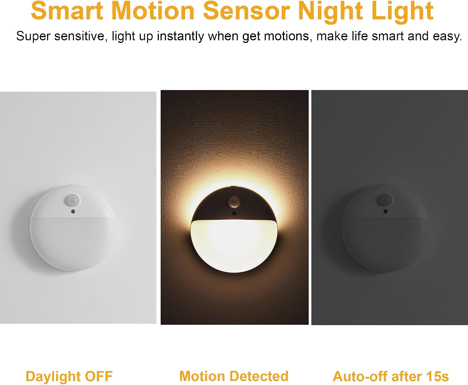 YUNLEX 2 Pack Motion Sensor Light Indoor, 2.6" Small Stick on Lights for Stairs, Bathroom, Dimmable Battery Night Light, 3 Light Modes…