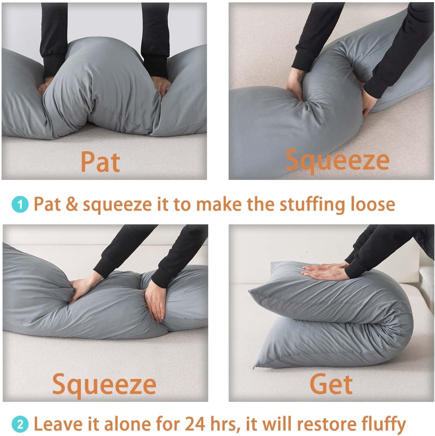 WhatsBedding Memory Foam Body Pillow with Breathable Zippered Cotton Cover, Full Body Pillow for Adults, Long Pillow for Sleeping, Firm Pil…