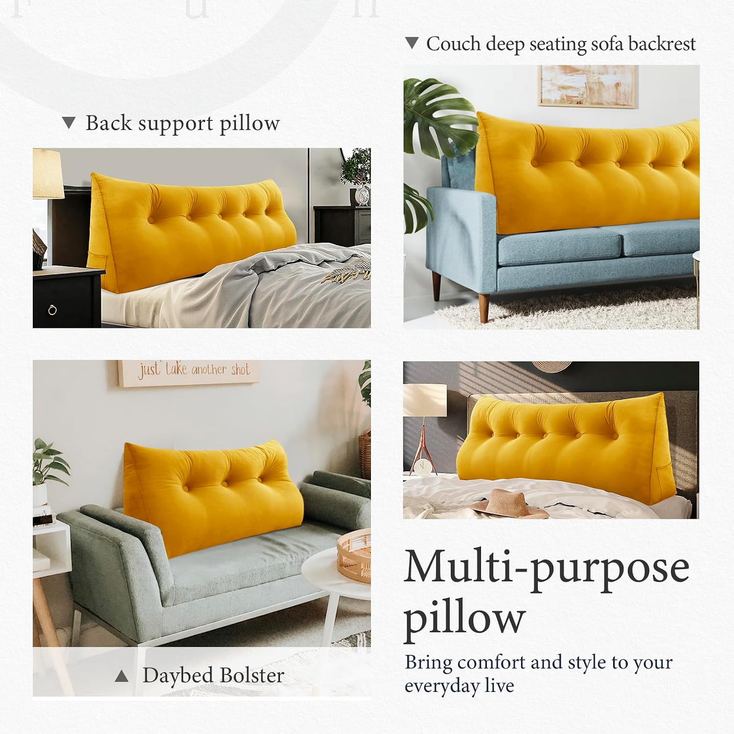 Headboard Pillow Twin for Dorm - Velvet Bed Wedge Headboard Reading Pillow for Sitting in Bed, Positioning Support Backrest Pillow with…