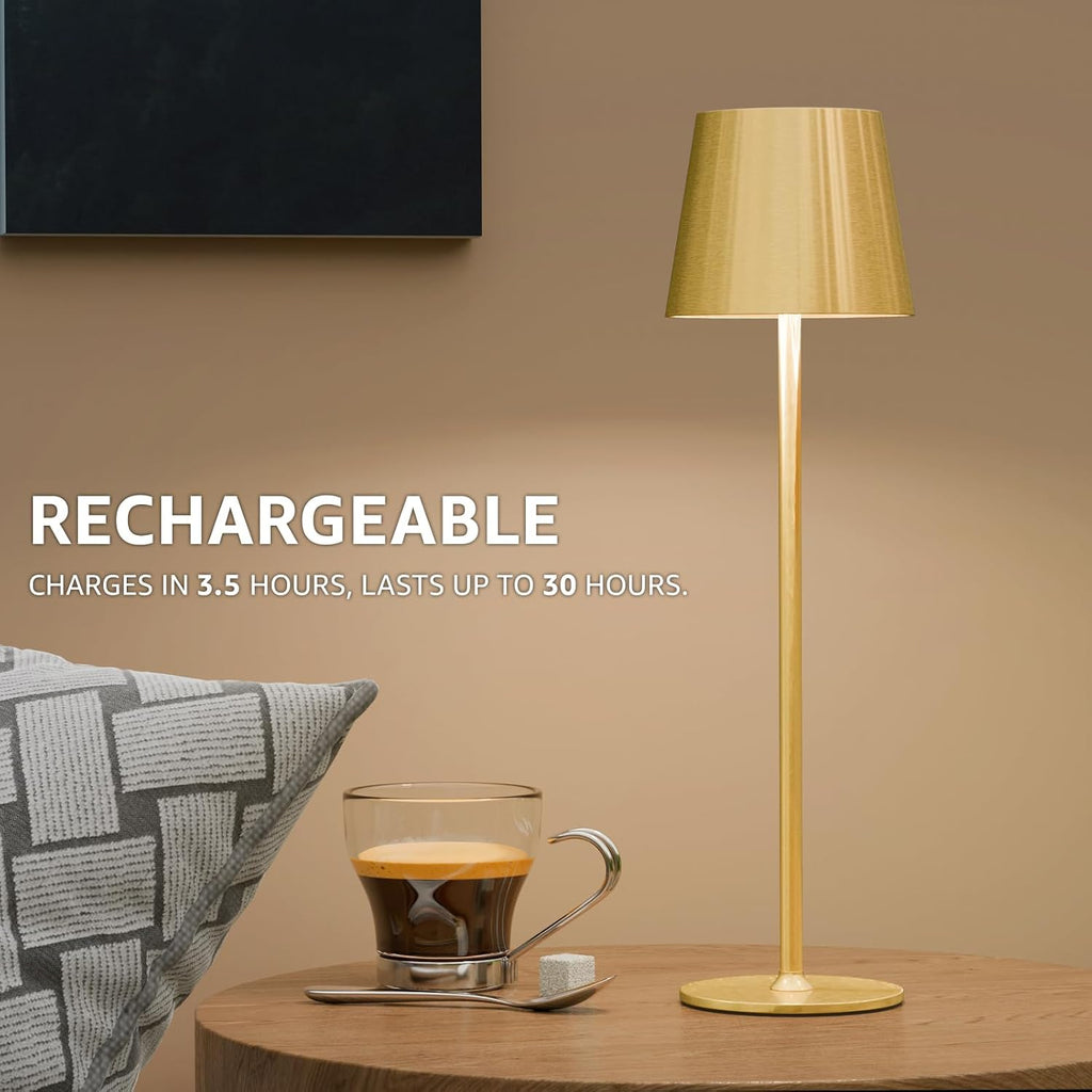 uuffoo 2 Pack Cordless Table Lamp Rechargeable 5000mAH Battery Operated Lights Touch Control LED Portable Desk Lamps 3 Color Dimming for…