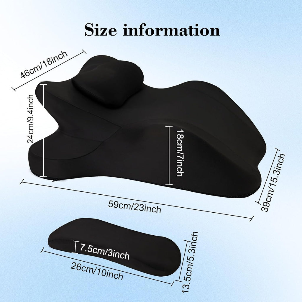 Oversized 27-Degree Couples Pillow - 5-in-1 Memory Foam Wedge for Neck Alignment, Zoned Support for Arm & Shoulder, Phone Reading, Leg…