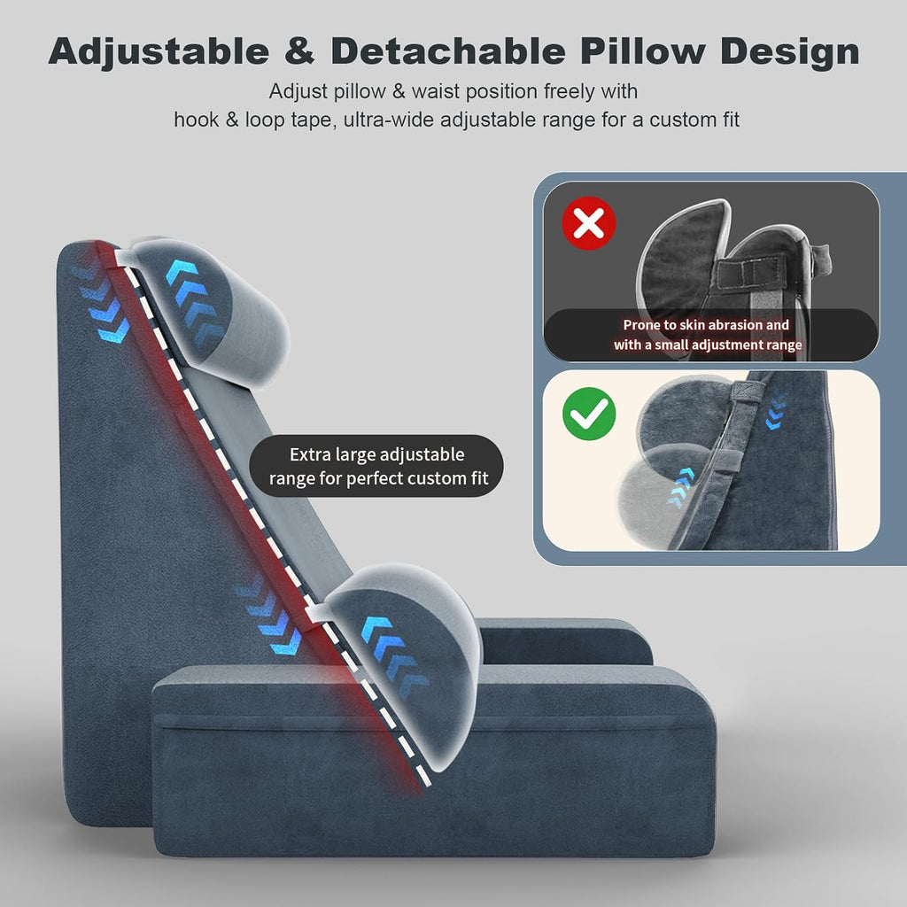 COZEER Reading Pillow, Back Pillow for Bed with Adjustable Headrest & Independent Lumbar Support, Detachable Armrest Sit Up Pillow for…