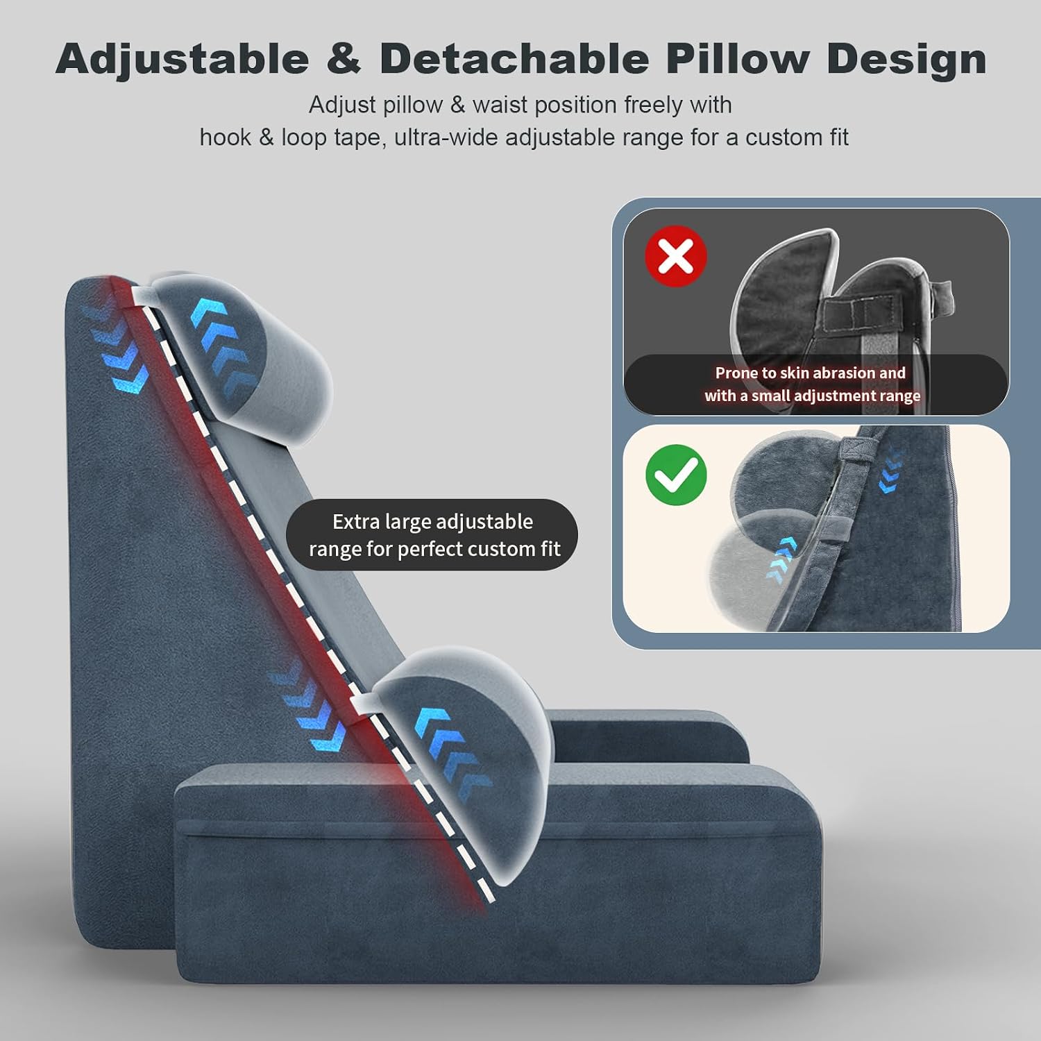COZEER Reading Pillow, Back Pillow for Bed with Adjustable Headrest & Independent Lumbar Support, Detachable Armrest Sit Up Pillow for…