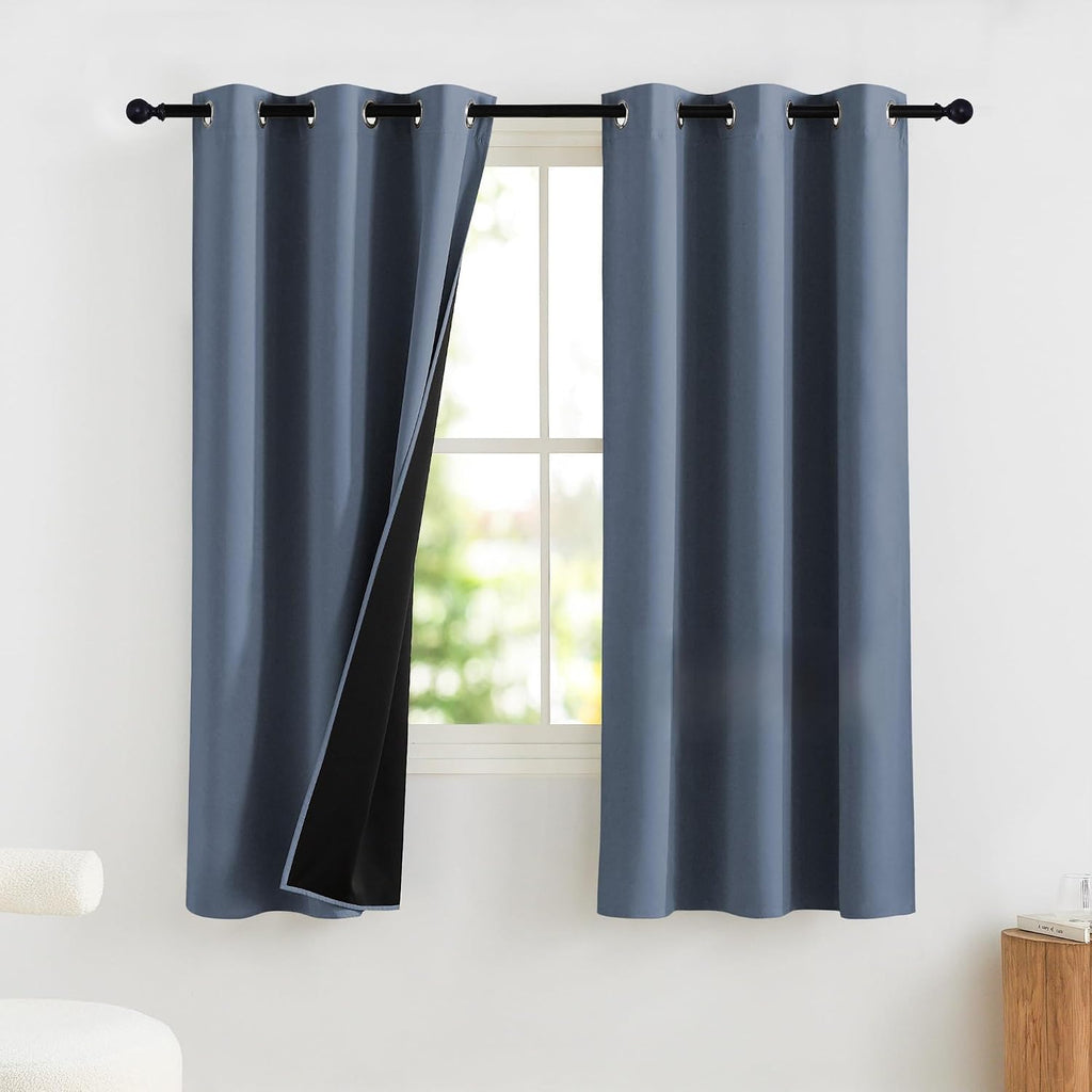NICETOWN Bedroom Curtains 63 Inches Length, 100% Blackout Drapes Thermal Insulated with Grommet for Living Room Office Privacy Darkening…