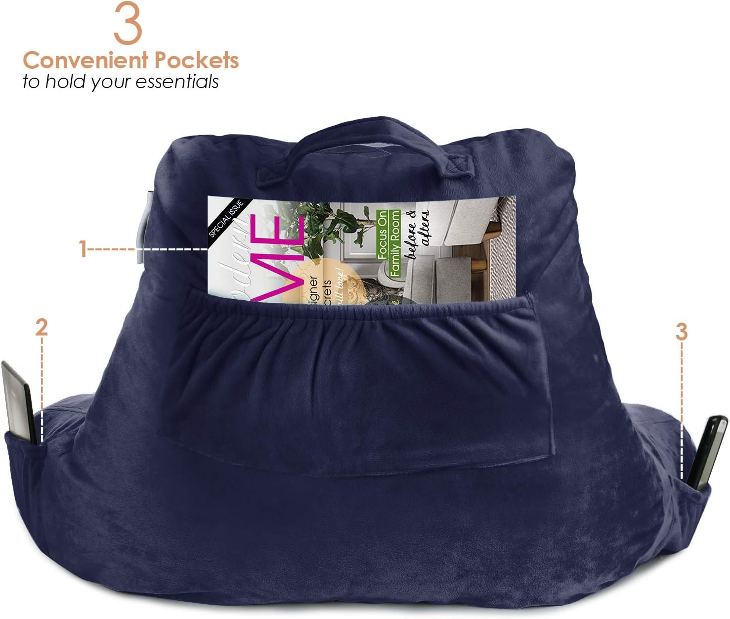 Nestl Reading Pillow with Shredded Memory Foam, Designed for Sitting Up in Bed and Couch, Back and Arms Adjustable Support for Adult &…