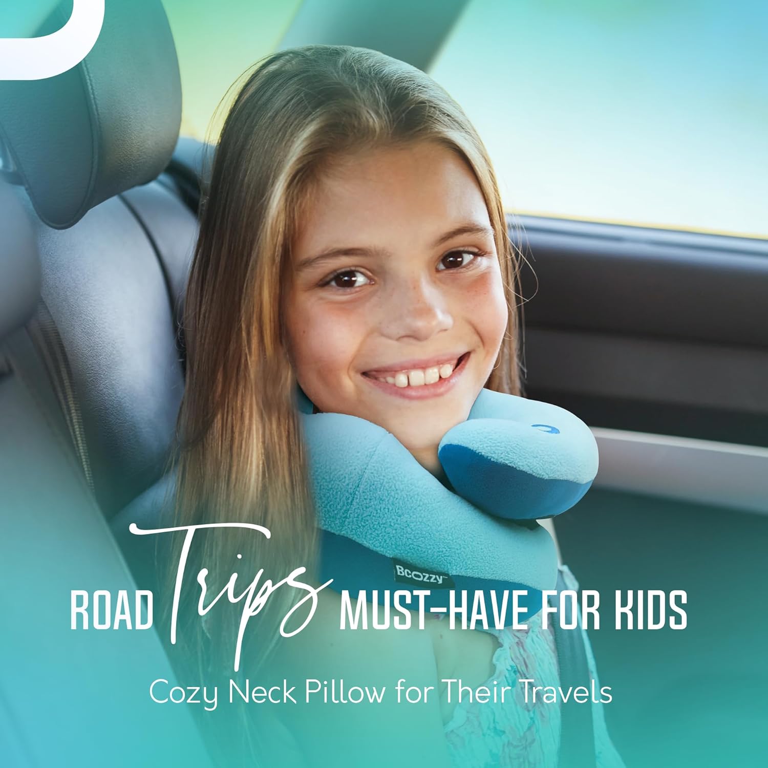 BCOZZY Kids Travel Neck Pillow (8-12 Y/O) – Patented Soft Child Pillow for Head & Chin Support in Car, Airplane, and Road Trip Sleeping.…