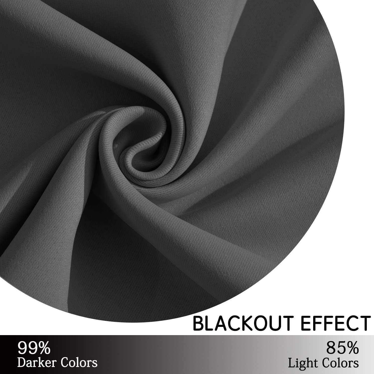 Yakamok Room Darkening Dark Gray Blackout Curtains Thermal Insulated Grommet Curtain Panels for Bedroom, 52W x 54L, Dark Grey, 2 Panels