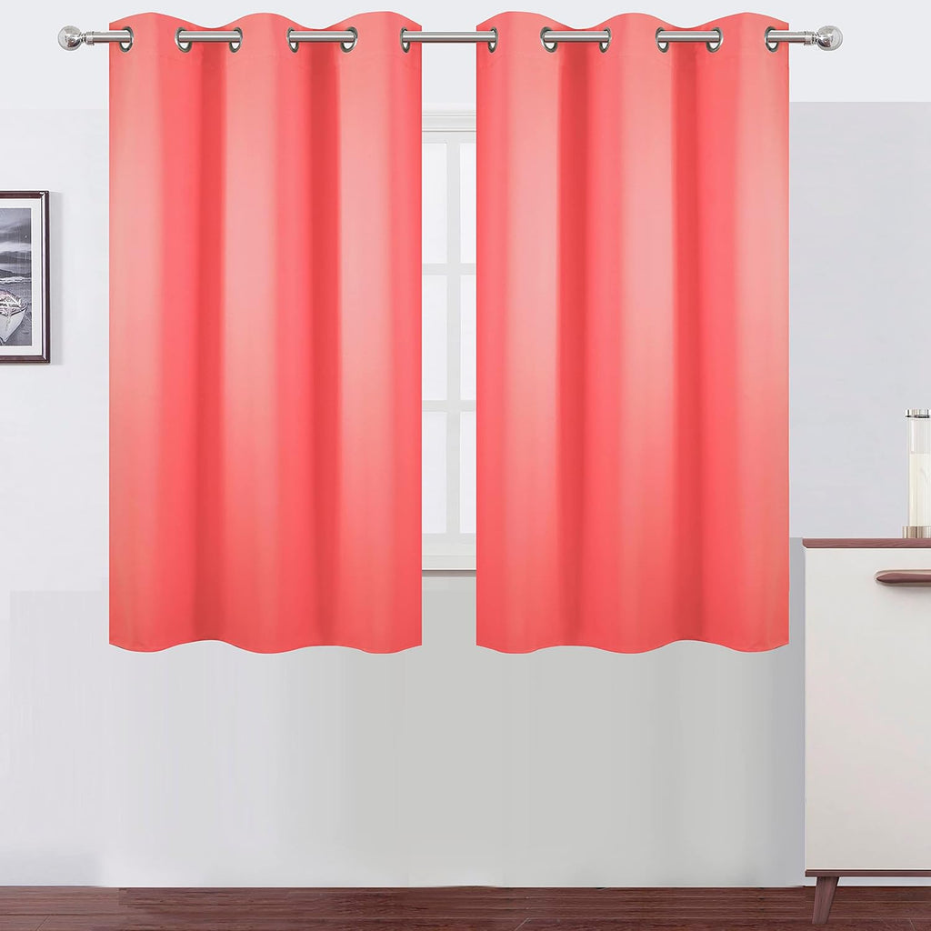 Lemomo Blackout Curtains 38 x 54 inch/Coral Curtains Set of 2 Panels/Thermal Insulated Room Darkening Bedroom Curtains 54 inch silver