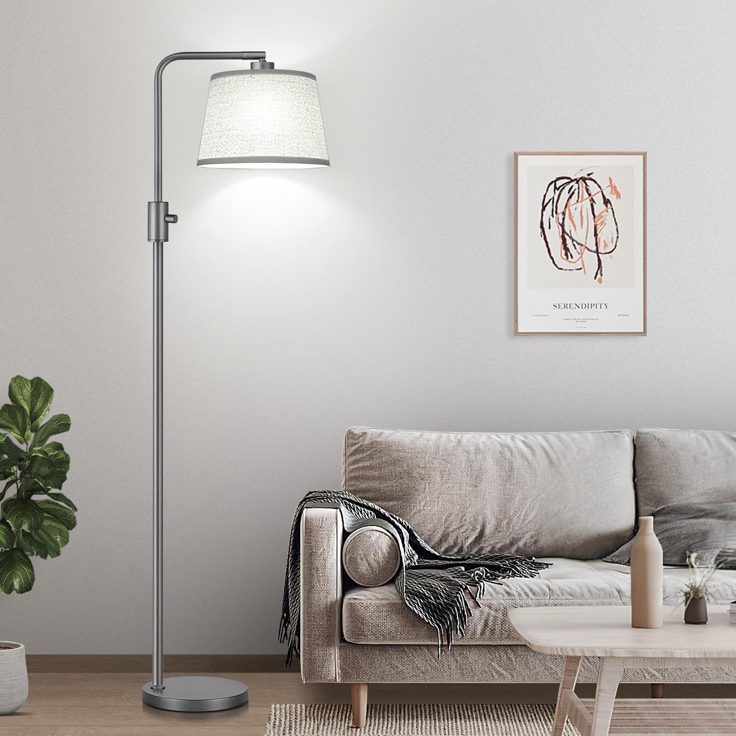 Upgraded】 Dimmable Floor Lamp, 1000 Lumens LED Edison Bulb Included, Arc Floor Lamps for Living Room Modern Standing Lamp with Linen…