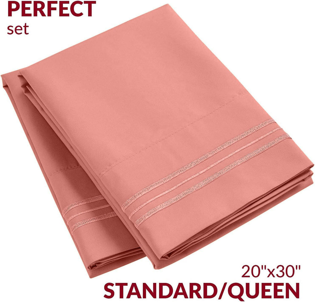 Mellanni Pillow Cases - Luxury, Extra Soft, Cooling Pillow Covers - 2 PC Iconic Collection Pillowcases - Envelope Closure (Standard/Queen 2…