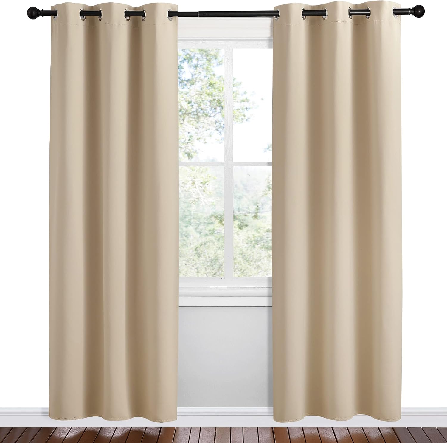 NICETOWN Room Darkening Curtain Panels for Cafe, Biscotti Beige, 2 Panels, W42 x L78 -inch, Thermal Insulated Grommet Room Darkening…