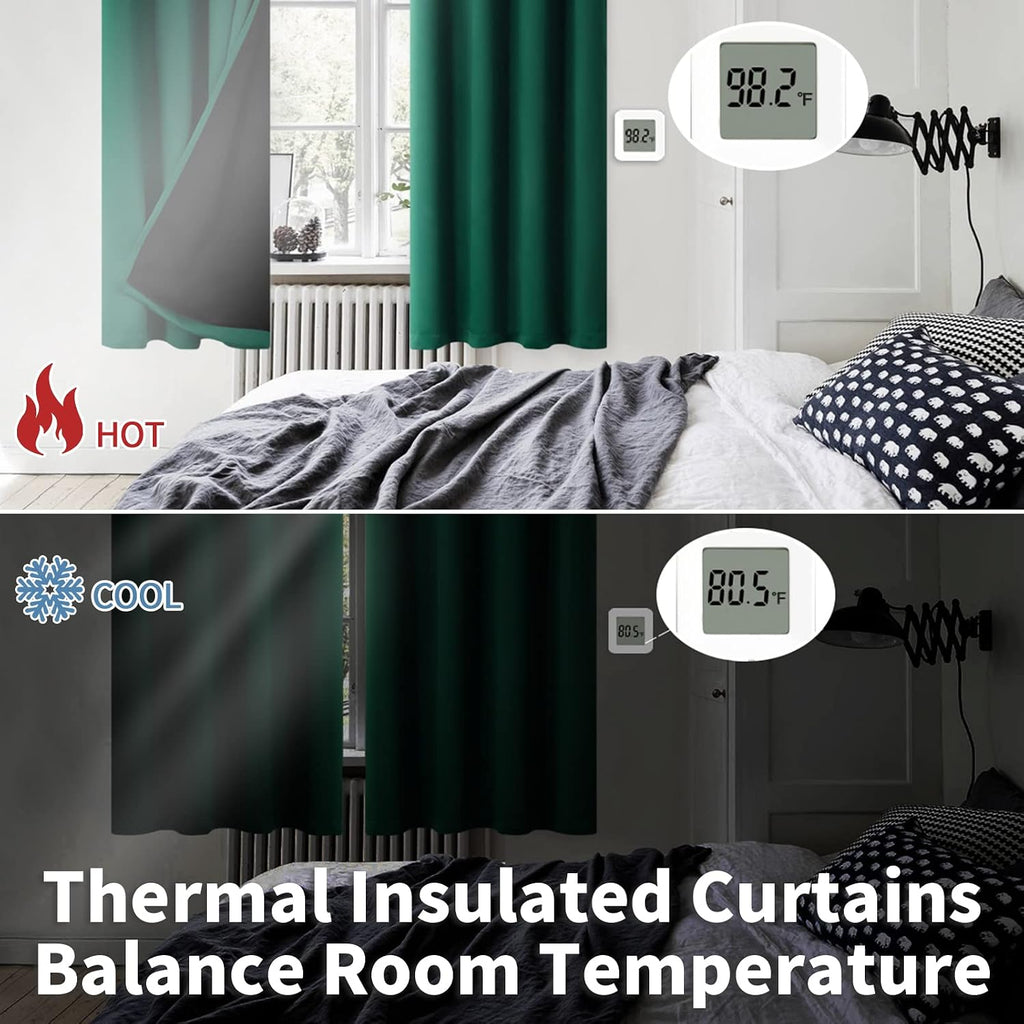 BGment Thermal Insulated 100% Blackout Curtains for Bedroom with Black Liner, Double Layer Full Room Darkening Noise Reducing Grommet Curta…