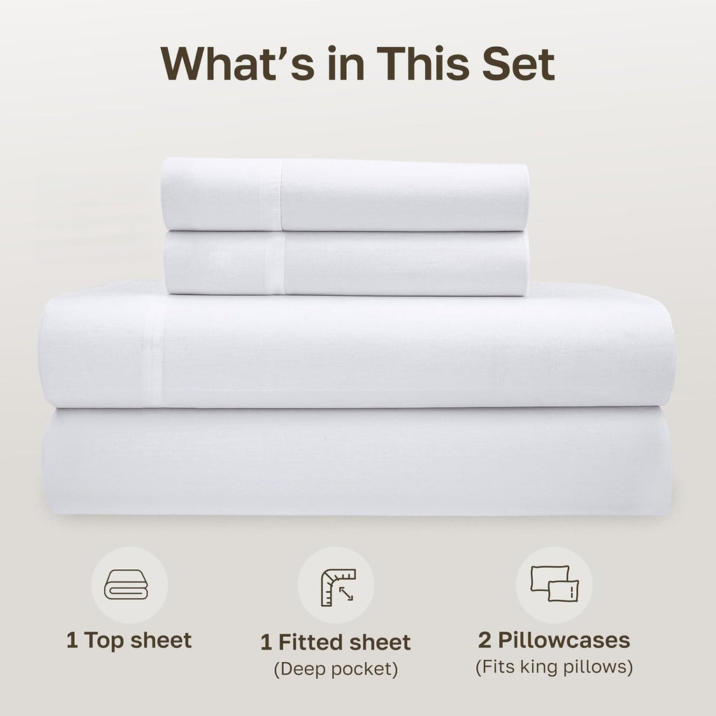 CaliforniaDesignDen California Design Den California King Sheets Set - Soft 100% Organic Cotton Sheets with Deep Pockets, Crisp Percale, Br…