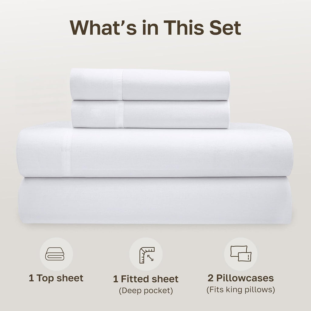CaliforniaDesignDen California Design Den King Size Sheets Set - Soft 100% Organic Cotton, Crisp Percale Sheets with Deep Pockets, Breathab…