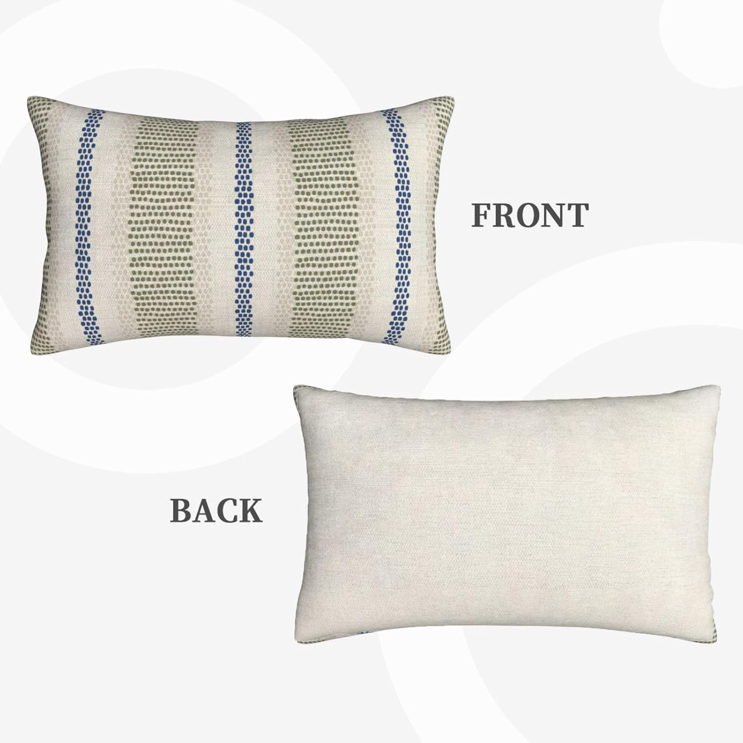 Blue Sage Green Pillow Covers 12x20 Set of 2 Boho Outdoor Striped Throw Pillow Covers Abstract Modern Geometry Decorative Pillowcase…