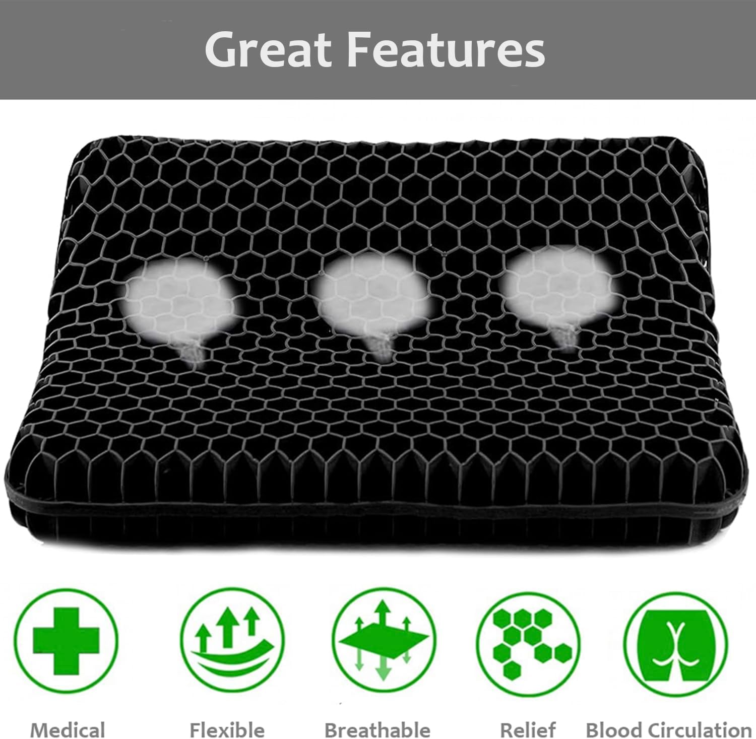 Helishy Gel Seat Cushion, Jumbo&Thick Gel Cushion Chair Pads with Non-Slip Cover for Home Office Car Seat Wheelchair, Soft Breathable Honey…