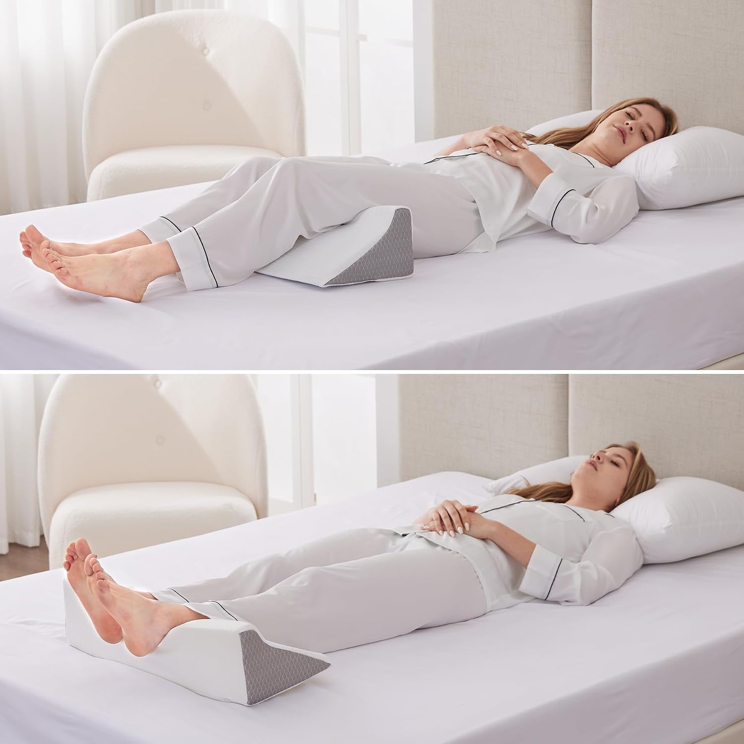 Bedluxe Wedge Pillow for Side Sleeping, Comfort Foam Back Pillow for Side Sleeper, Bed Wedges & Body Positioners for After Surgery, Pregnan…