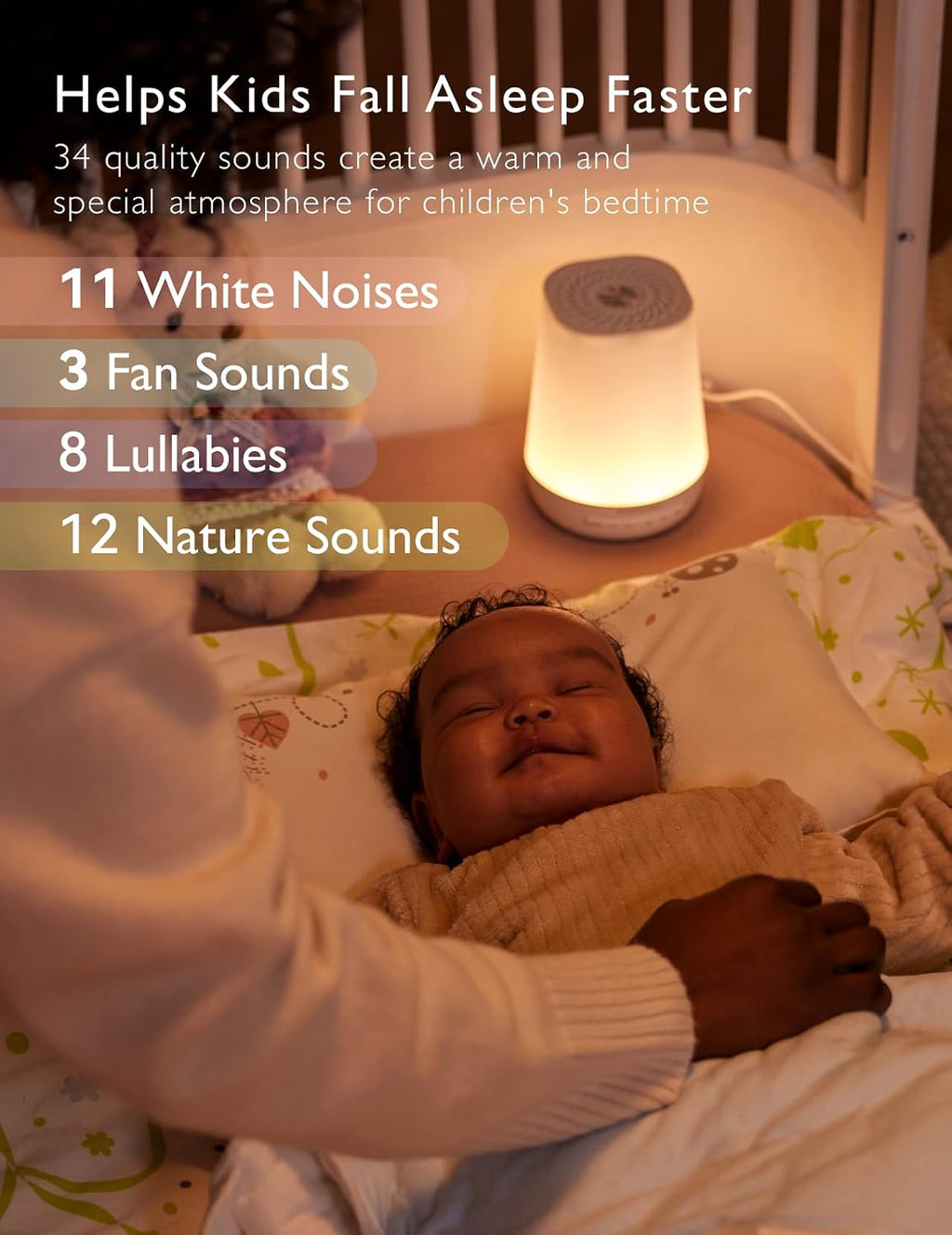 Baby Sound Machine, Momcozy White Noise Machine for Baby Sleeping with Night Light, Toddler Sleep Trainer 34 Soothing Sleep Sounds…