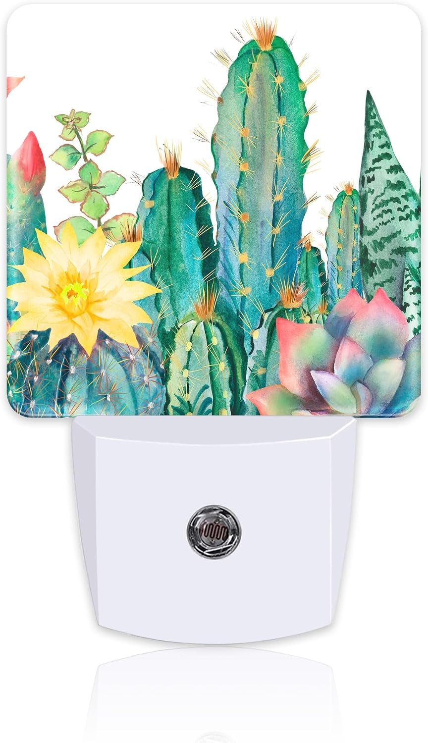 Cactus and Succulents Night Light Plug into Wall, Watercolor Botanical Floral Dusk to Dawn Night Light Plug in,0.5w Energy Saving Sleep…