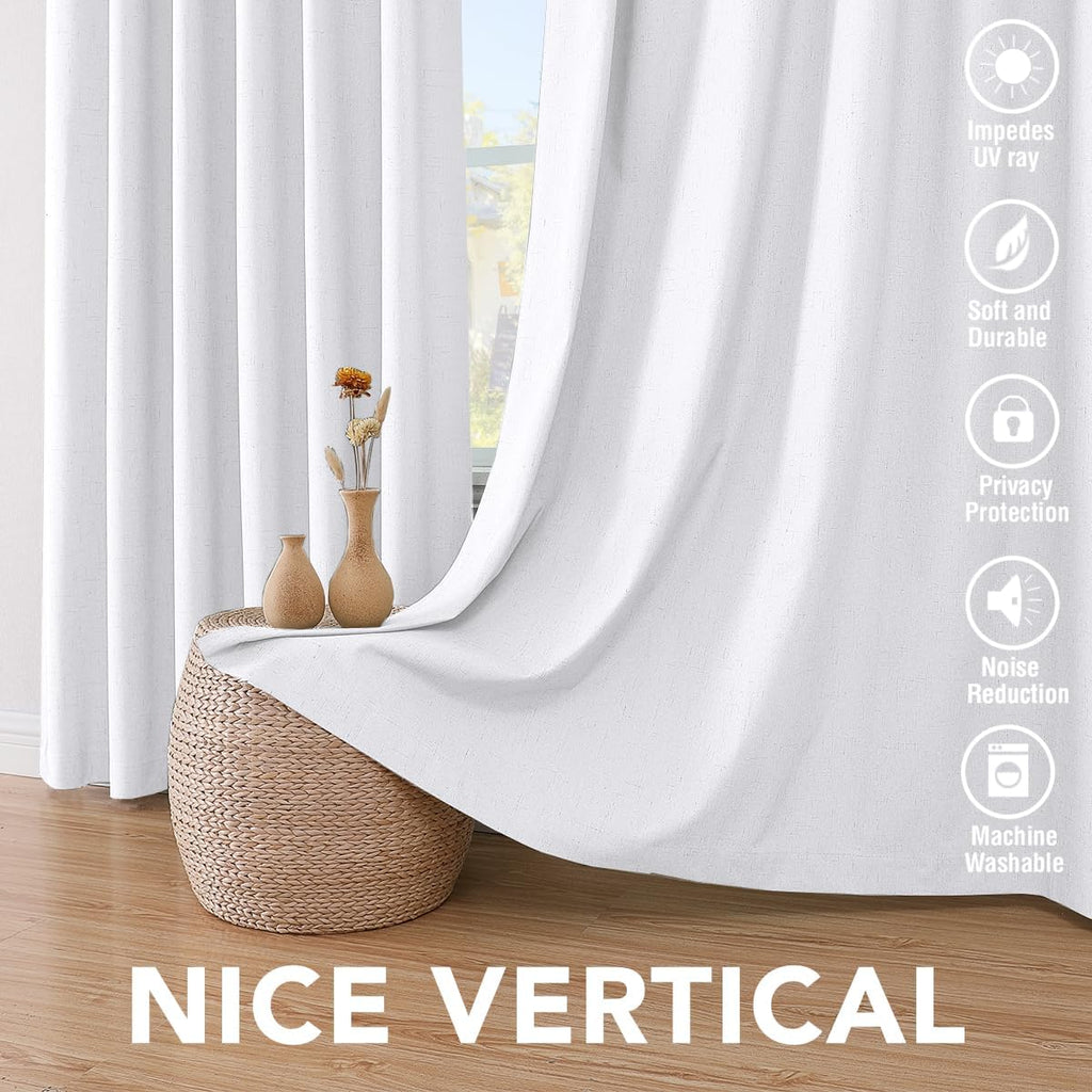 H.VERSAILTEX 100% Blackout Curtains for Bedroom Thermal Insulated Linen Textured Curtains Heat and Full Light Blocking Drapes Living Room…