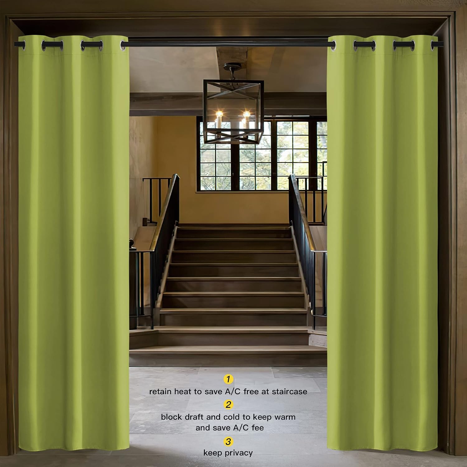 NICETOWN Green Curtain for Bedroom 84 inches Window Treatment Thermal Insulated Solid Grommet Blackout Drapery/Drape for Doors (1 Panel…