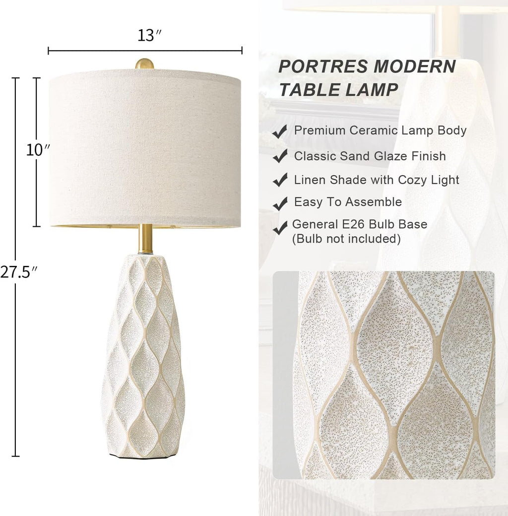 27.5" Ceramic Table Lamps for Living Room Bedroom Lamps Set of 2 Modern Boho Bedside Lamps Night Stands Farmhouse Vintage Large…