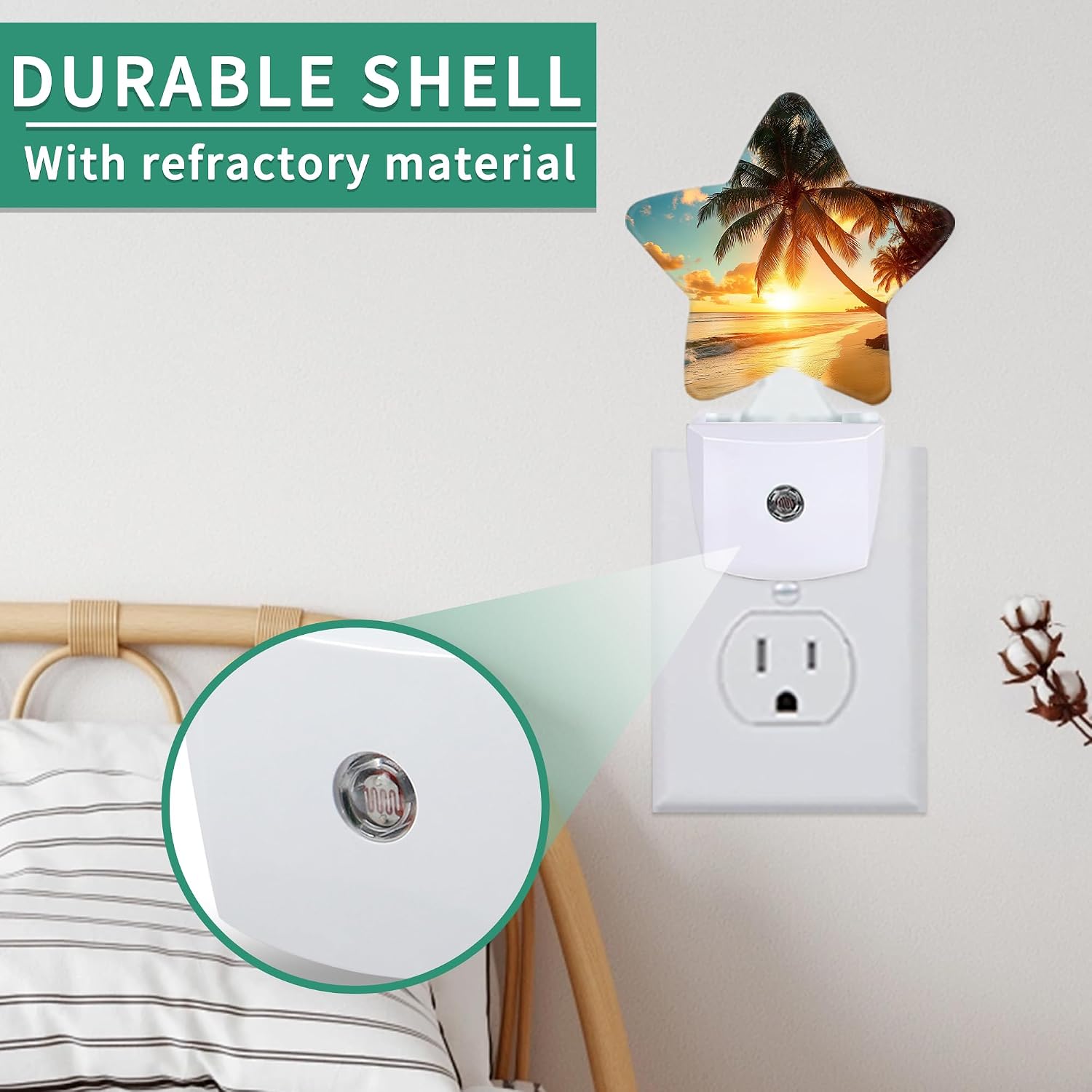 Sunset Beach Plug in Star Night Light, Night Light with Sensor for Kids Nursery Bedroom, Decorative Soft Glow Lamp for Hallway Bathroom…