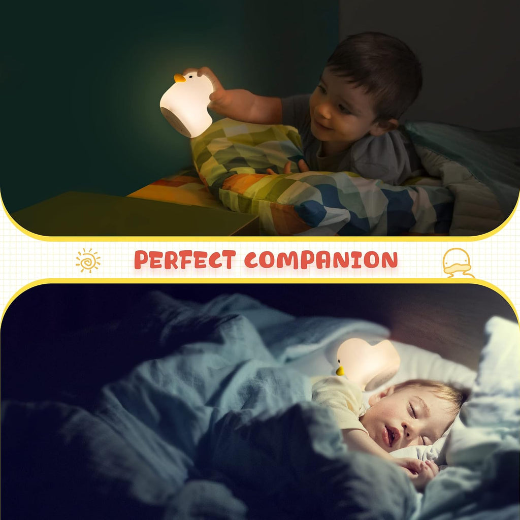 UNEEDE LED Benson Night Light, Cute Duck Animal Silicone Nursery Night Light Rechargeable Table Lamp Bedside Lamp with Touch Sensor for…