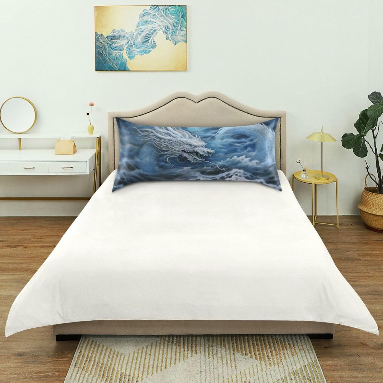 YETTASBIN Dragon Ocean Satin Pillowcase, Soft Breathable Silk Pillow Case with Envelope Closure for Hair and Skin, King Size 40 x 20 Inch