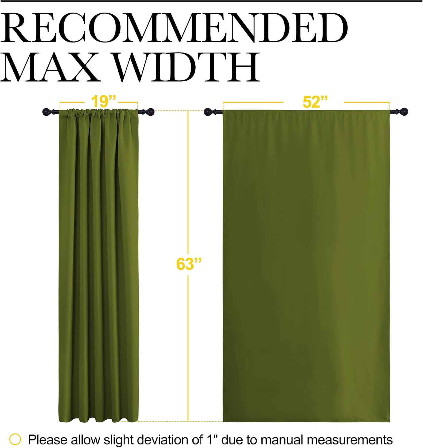 NICETOWN Blackout Draperies and Curtains, Thermal Insulated Window Decoration Blackout Drapes for Kid's Room (Olive Green, 1 Pair, 52 x…