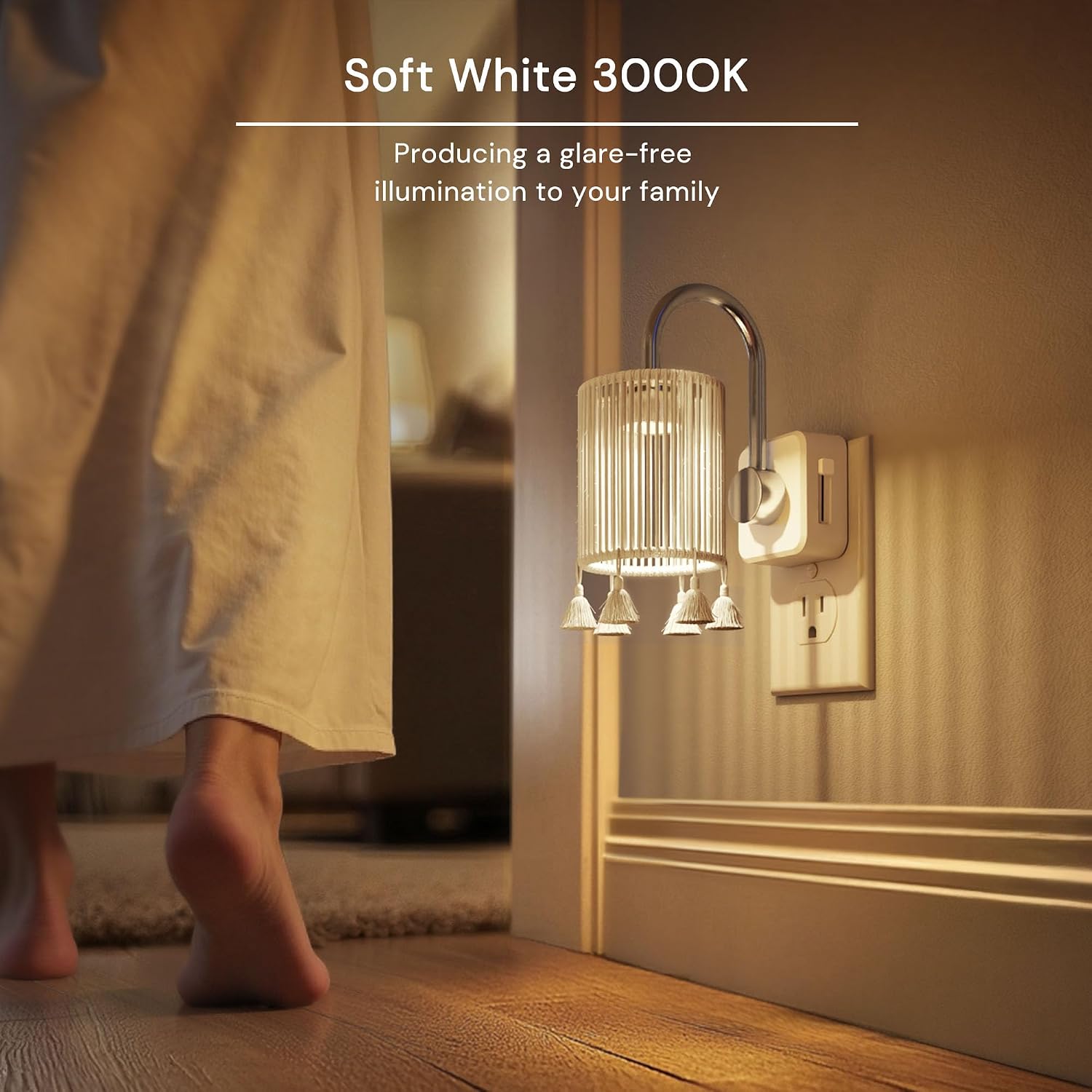 L LOHAS LED Night Lights Plug into Wall, Boho Fabric Cylinder Night Light with Tassel, 0-100LM Dimmable Night Lights, Dusk to Dawn…