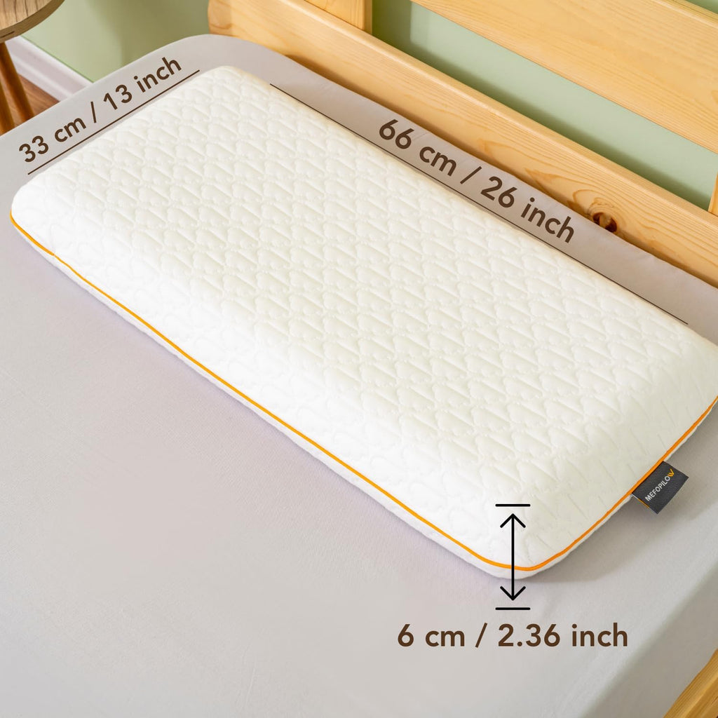 Kids Memory Foam Pillow for Sleeping, Breathable and Soft Pillows for Toddler, Boy, Girl, Small, 26x13x2.36 inches, White