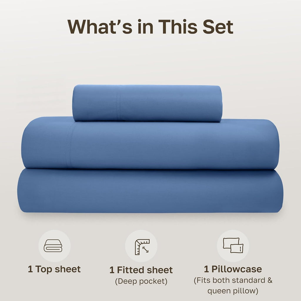 CaliforniaDesignDen California Design Den Twin Sheet Set - Soft 100% Organic Cotton Percale Sheets, Crisp and Cool, Deep Pockets with Anti-…