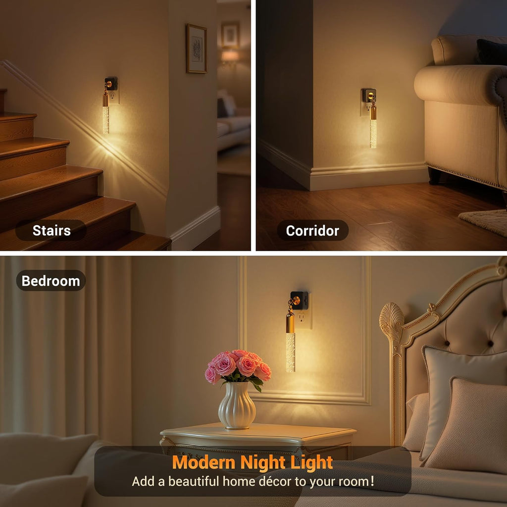 JandCase Night Lights Plug into Wall, 3000K Soft Light LED NightLights, 0-100LM Adjustable Brightness, Bubble Plug in Night Light with…