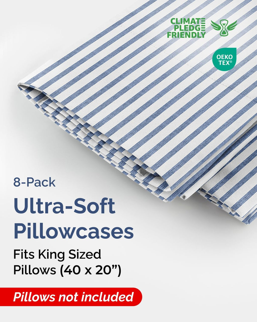 King Pillow Cases Set of 8 - Ultra Soft Hotel Quality Pillowcase Covers - Comfy, Cozy & Wrinkle Free - Shrink & Fade Resistant - Machine…