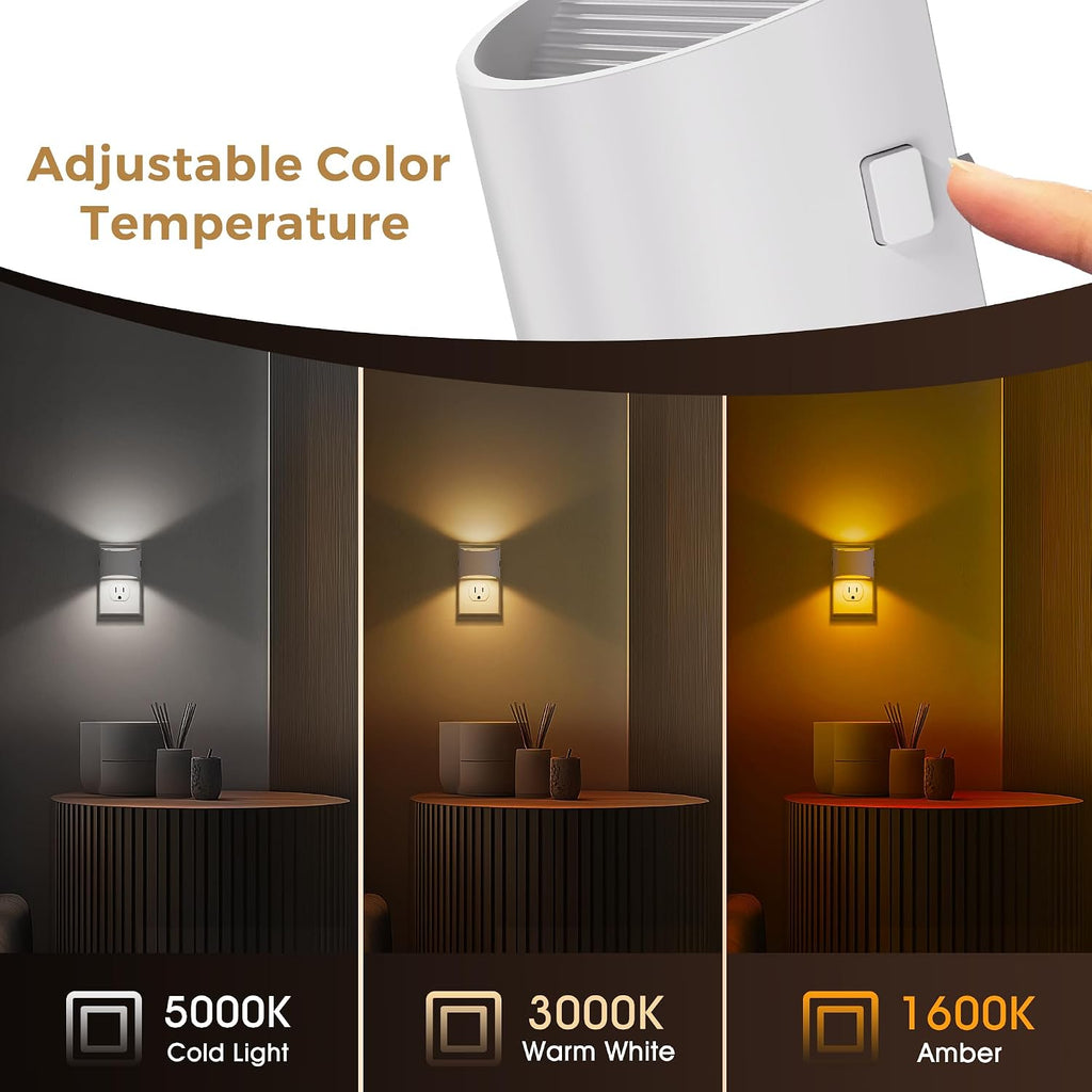 L LOHAS LED Night Lights Plug into Wall with 3CCT Adjustable (1600K/3000K/5000K), 1W Nightlight Plug in wall, Built in Dusk to Dawn…