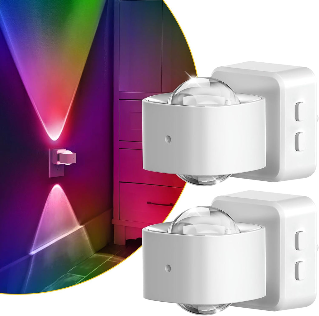 L LOHAS LED Night Light, Color Changing Night Lights Plug into Wall, Rotating White Nightlight, Dusk to Dawn Sensor, RGB Rainbow…