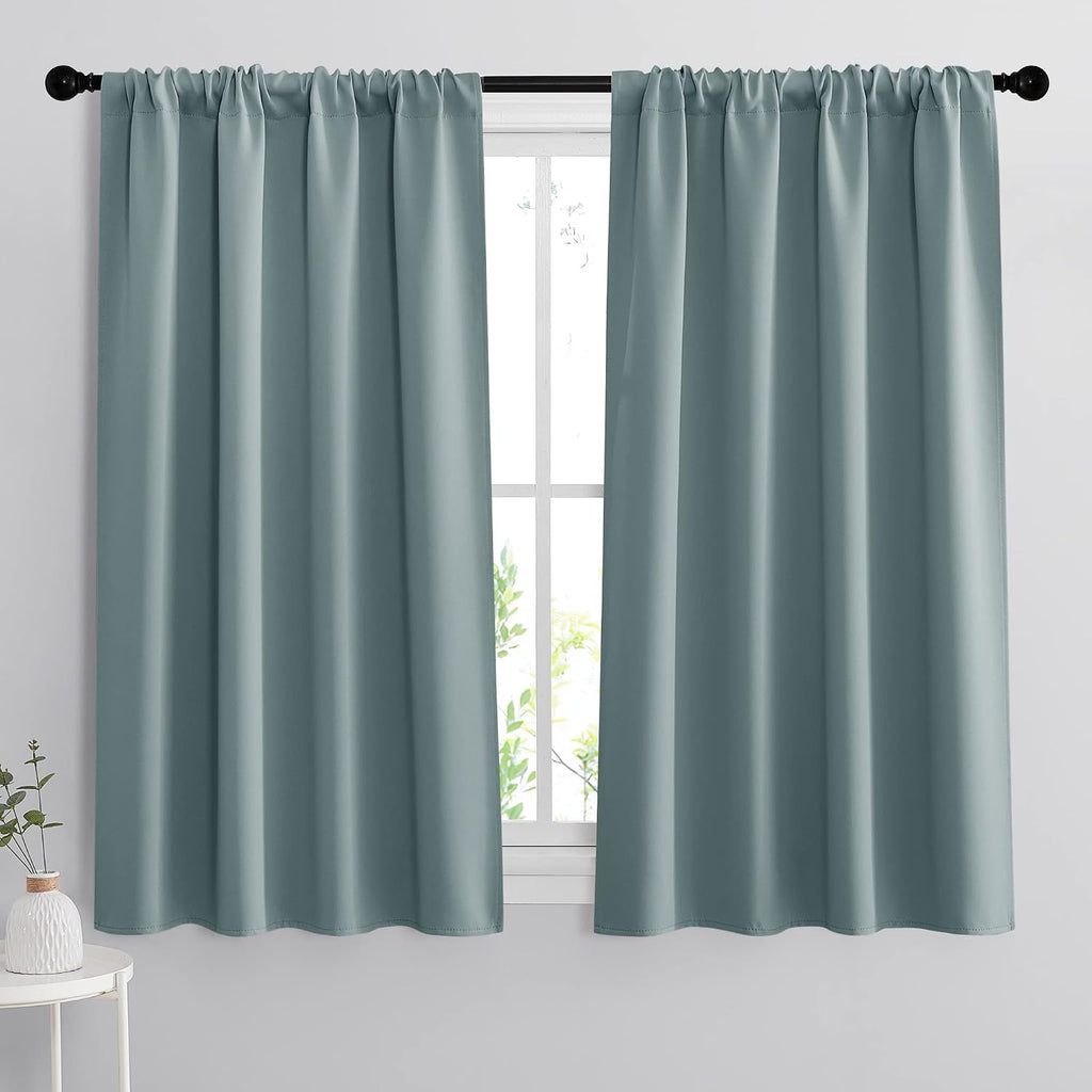 Rybhome RYB HOME Room Darkening Curtains for Small Window, Solid Kitchen Curtain Rod Pocket Privacy Valance Panels for Cafe Window Farmhous…