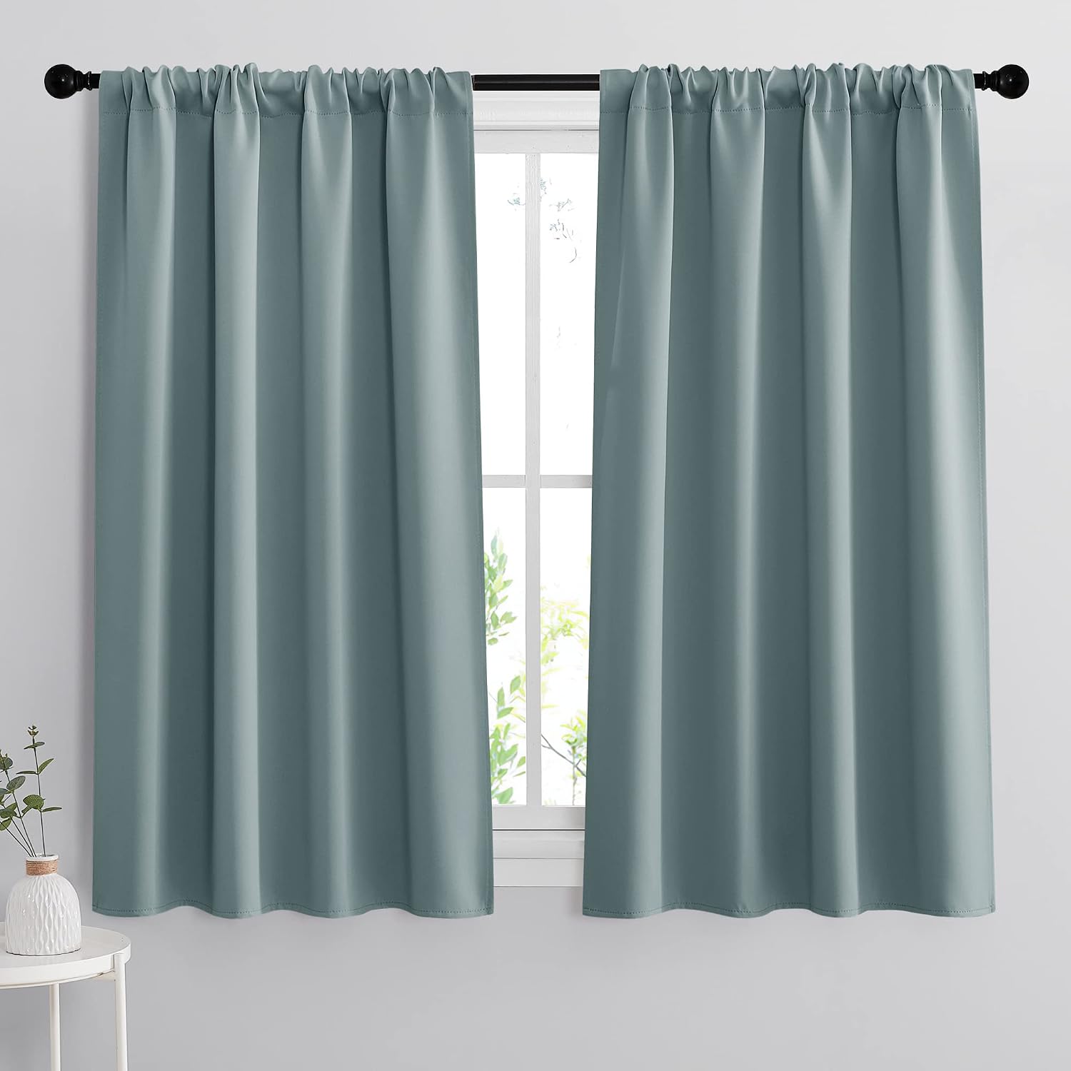 Rybhome RYB HOME Room Darkening Curtains for Small Window, Solid Kitchen Curtain Rod Pocket Privacy Valance Panels for Cafe Window Farmhous…
