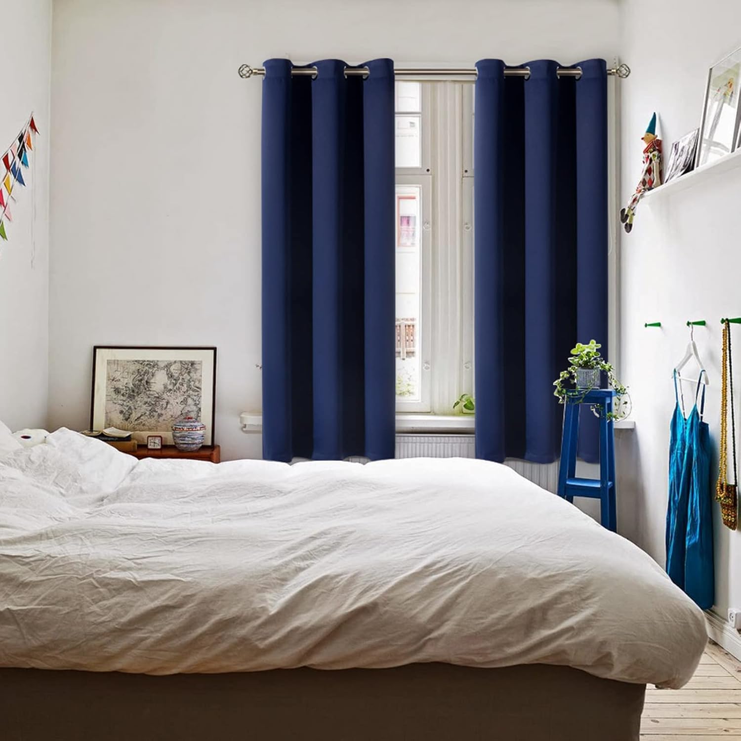 BGment Blackout Curtains for Bedroom 63 Inches Long - Navy Blue Room Darkening Thermal Insulated Sunlight Blocking Grommet Window Drapes fo…