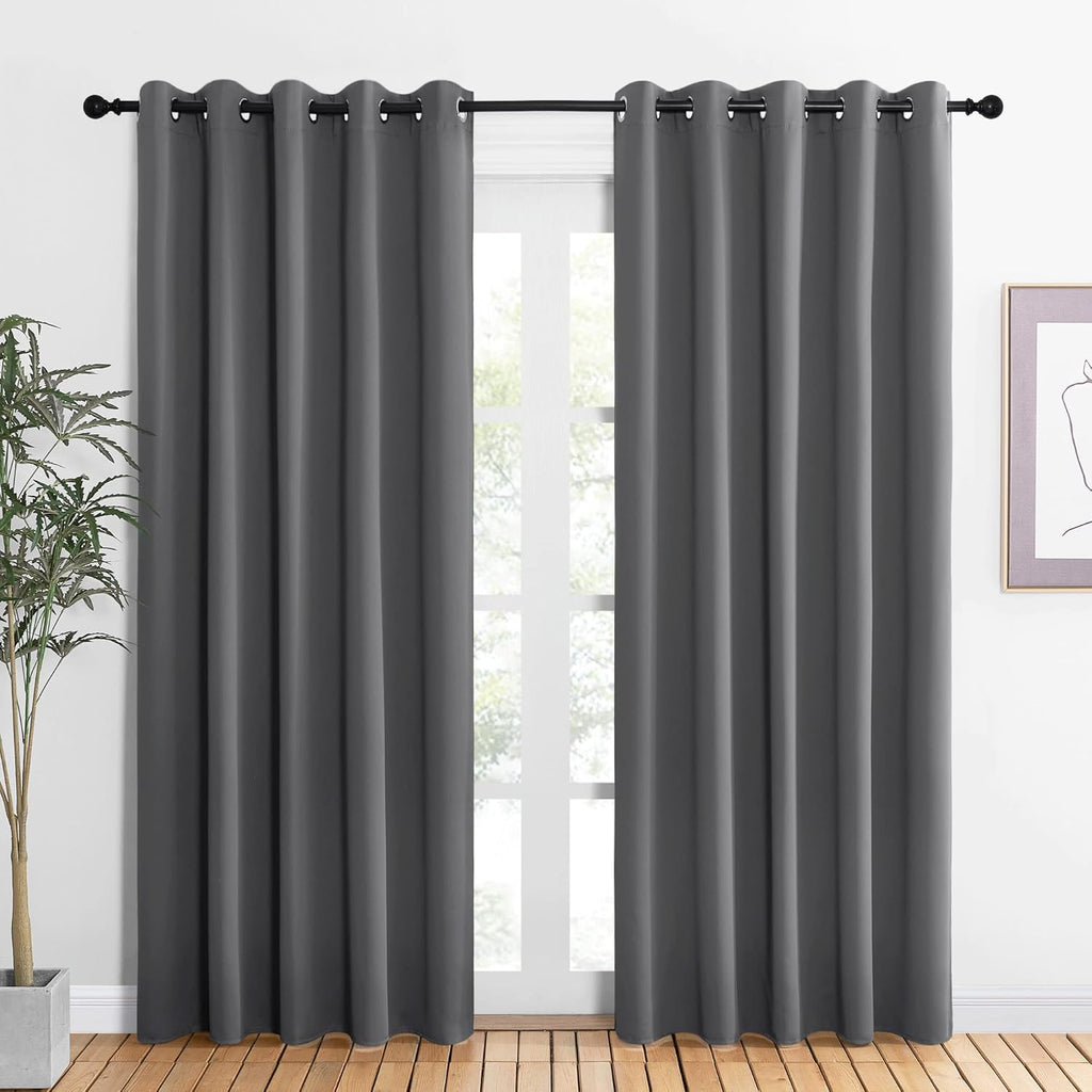 NICETOWN Bedroom Curtains Blackout Drapery Panels, Three Pass Microfiber Thermal Insulated Solid Ring Top Blackout Window Curtains/Drapes…
