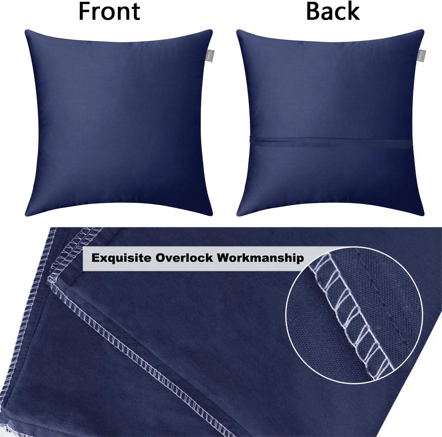 Thmyo 4-Pack 100% Cotton Comfortable Solid Decorative Throw Pillow Case Square Cushion Cover Pillowcase Sublimation Blank Pillow Covers Hal…