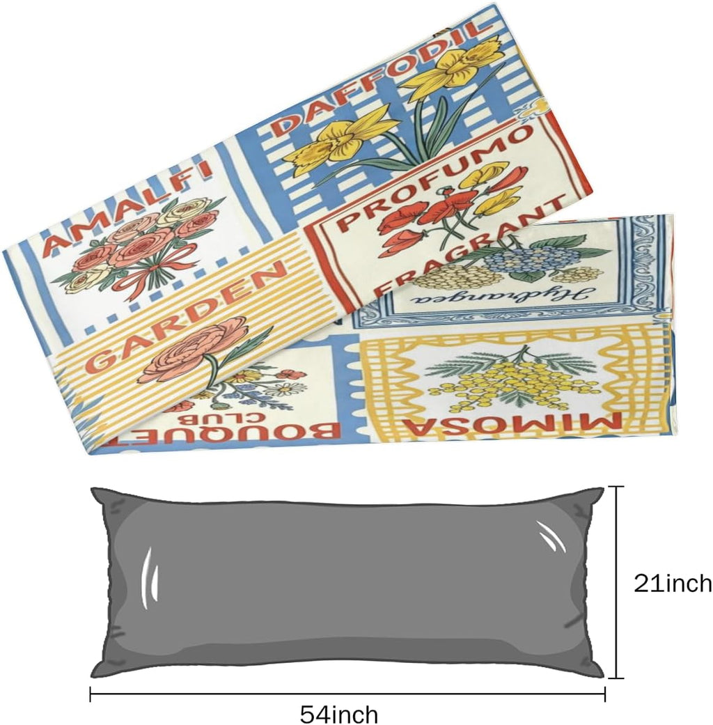 Aglebo Watercolor Floral Pattern Body Pillow Covers Super Soft Satin Decorative Pillowcase with Hidden Zipper Cooling Breathable Case Recta…