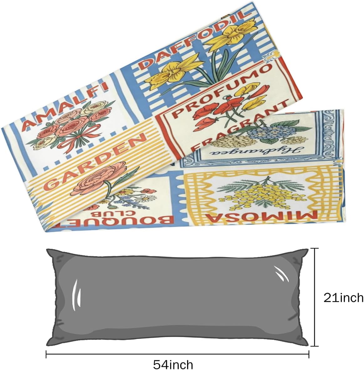 Aglebo Watercolor Floral Pattern Body Pillow Covers Super Soft Satin Decorative Pillowcase with Hidden Zipper Cooling Breathable Case Recta…