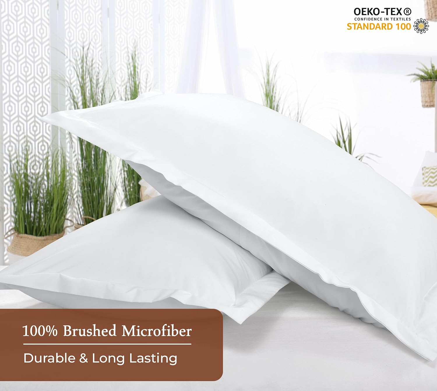 Royalelinens Royale Linens Pillow Shams 2 Pack Queen Size 20x30 Inch - Brushed 1800 Microfiber - Bed Pillow Shams, Wrinkle Resistant Super…
