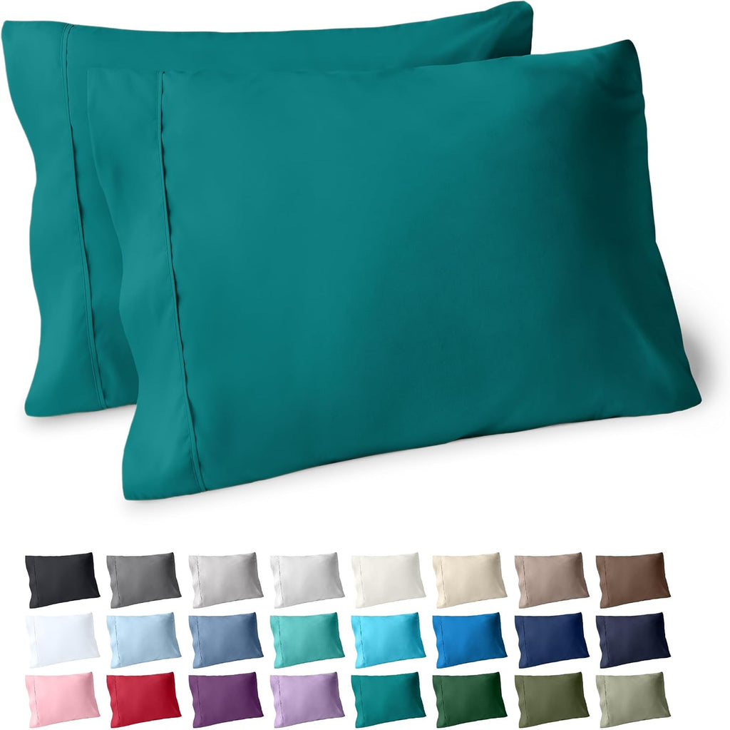 BareHome Bare Home Microfiber Pillow Cases - King Size Set of 2 - Cooling Pillowcases - Double Brushed - Emerald Pillowcases 2 Pack - Easy…