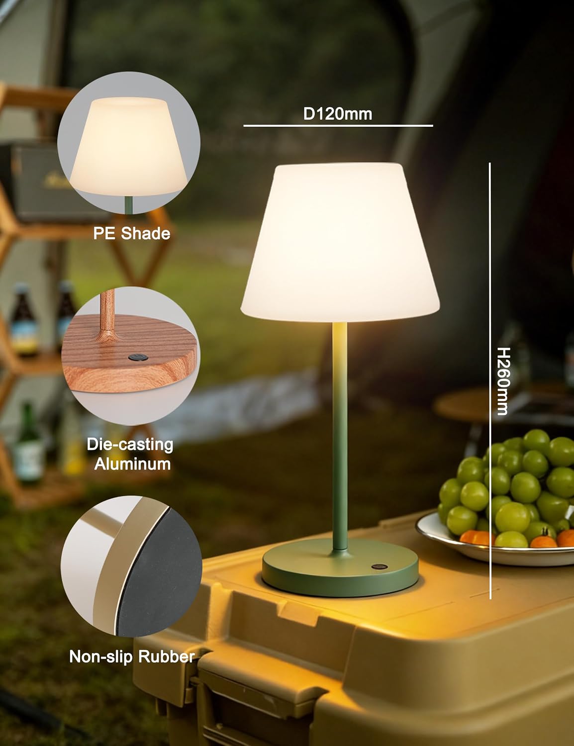 WEILAILUX Mini LED Cordless Table Lamp Rechargeable, 3000mAh Battery Operated Shower Lamp Waterproof, Touch Dimmable 2700K Night Light…