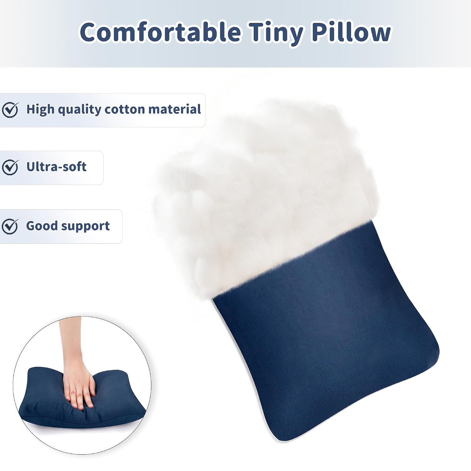 Pro Goleem Small Pillow 11"x7"x2.5" for Travel and Camping with Name Tag Mini Tiny Pillow for Room Couch Sofa Chair and Outdoor Car Air…