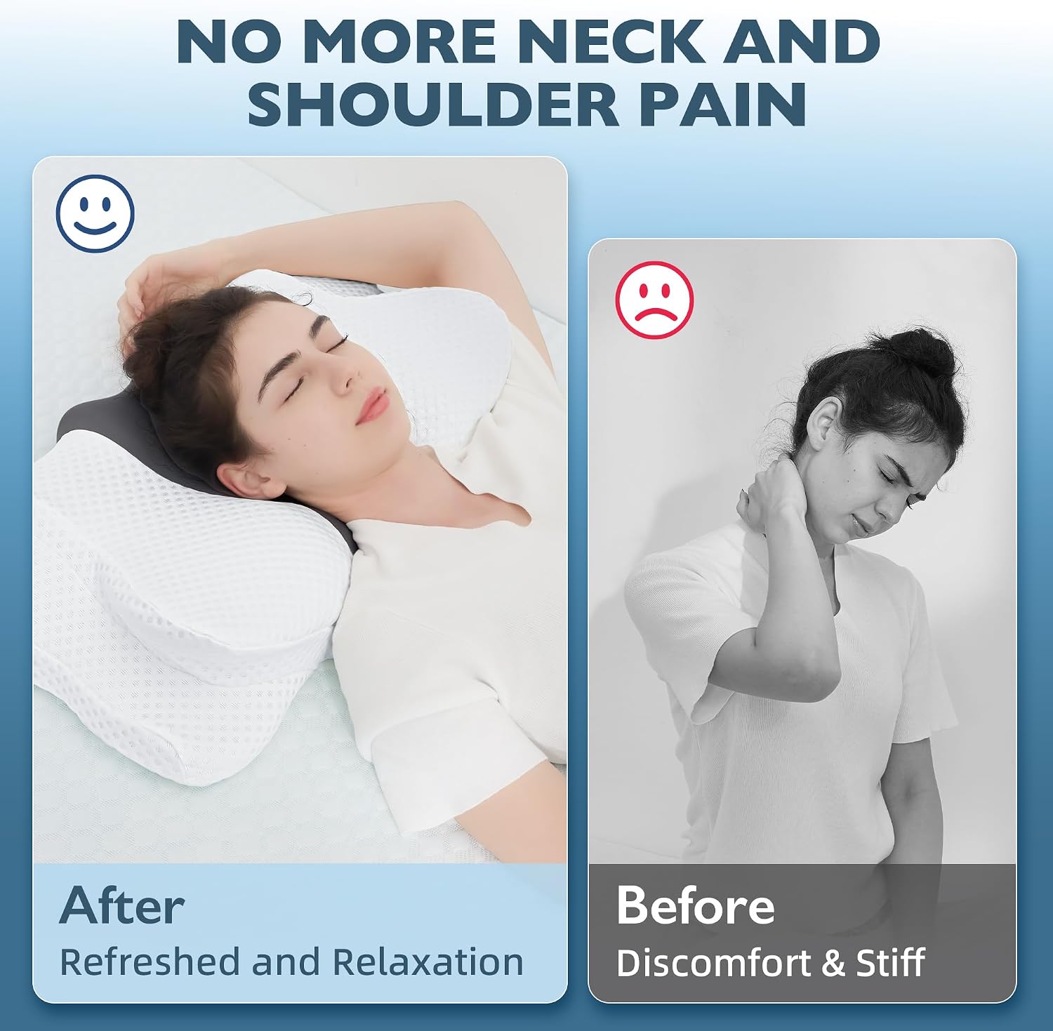 OrcalicRoomFurniture Cervical Neck Pillow for, Ergonomic Memory Foam Pillow for Sleeping, Orthopedic Bed Pillow Neck Support Pillow, Conto…